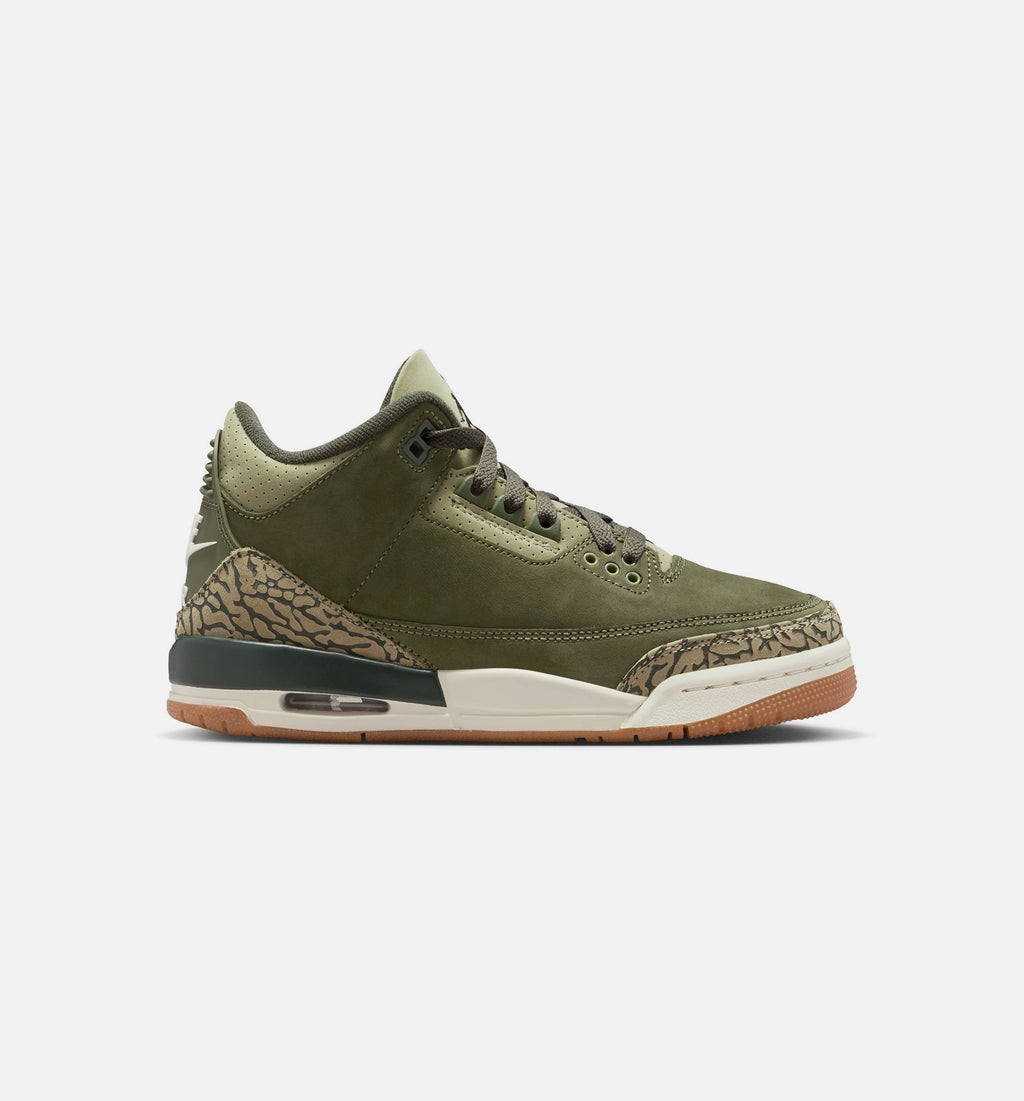 Air Jordan 3 Retro Grade School Lifestyle Shoe - Medium Olive/Sequoia/Neutral Olive/Sail