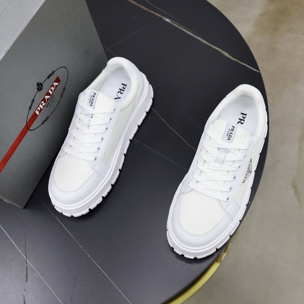 Prada Paneled Chunky-Sole Sneakers