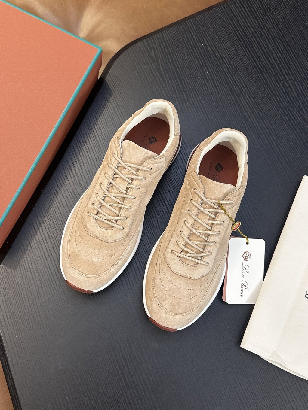 Loro Piana Gray and Charcoal Low-Top Sneakers