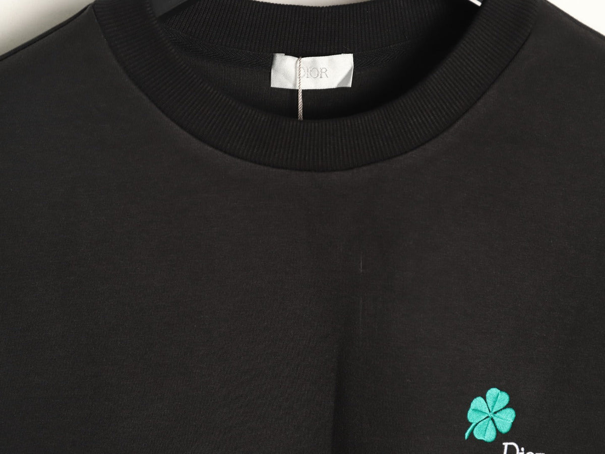 Dior 26FW Black Four-Leaf Clover Embroidered Crewneck Sweatshirt